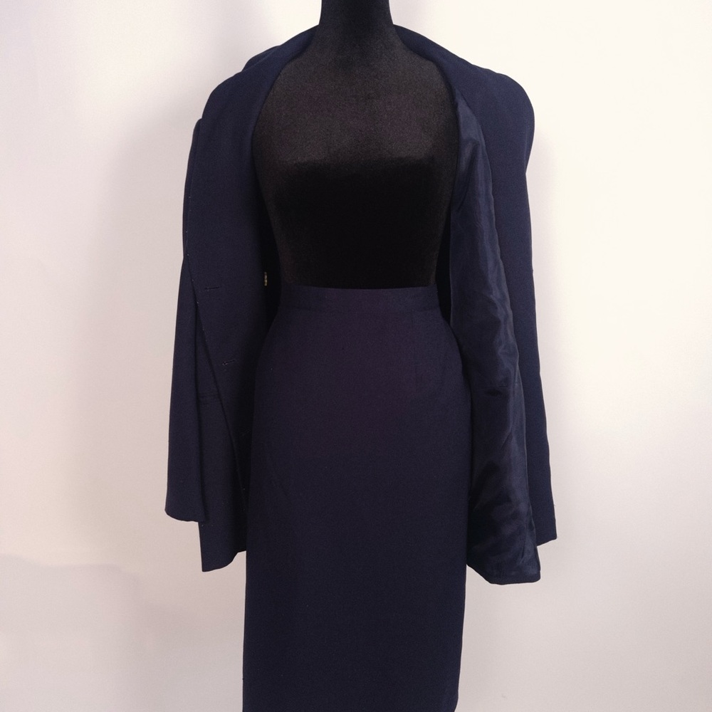 Vintage 80s Morgan Miller Navy 3-Piece Suit - Picture 5 of 6